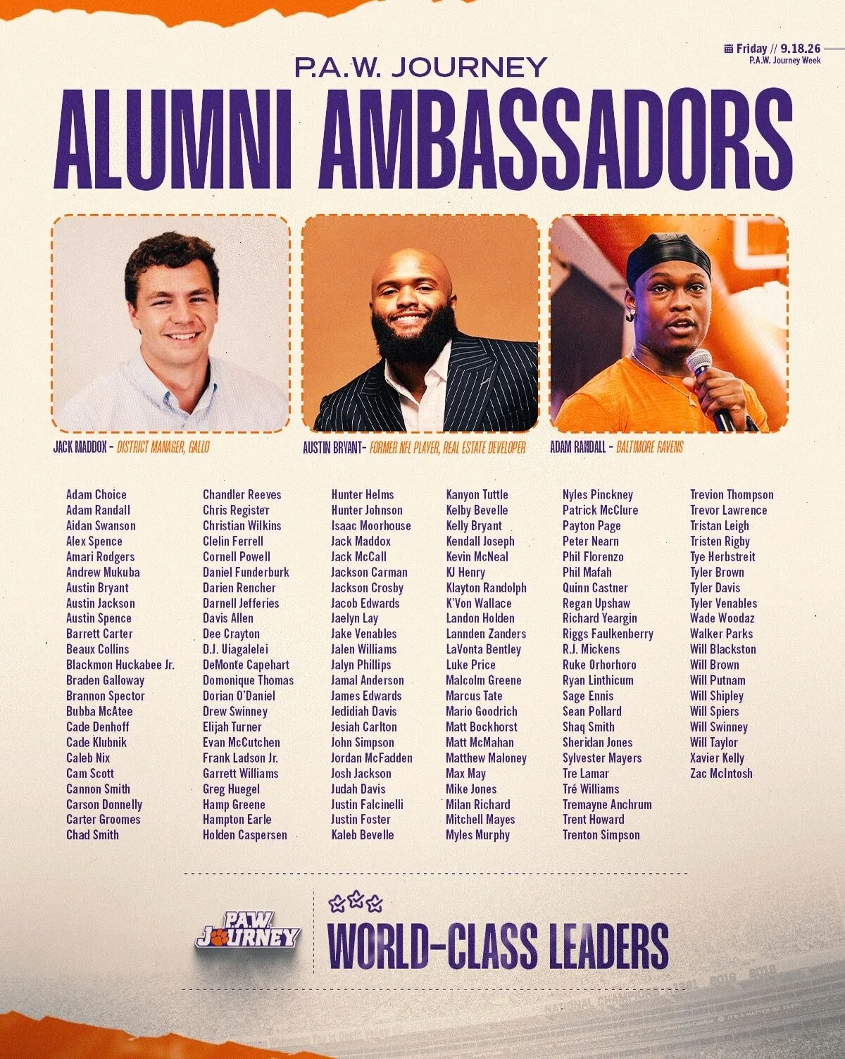 P.A.W. Journey Alumni Ambassadors announcement featuring Austin Bryant